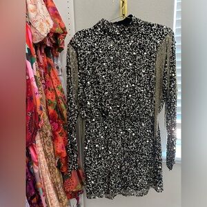 Embellished Sequin Fringe Trim Bodycon
Mini Dress